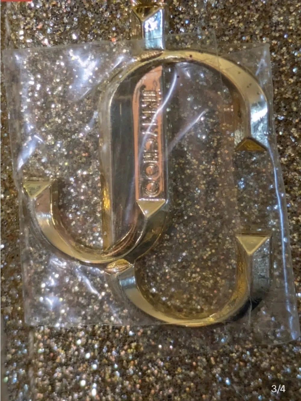 Jimmy Choo Parfums Glitter Zip Pouch with Logo zipper pull - Gold 5